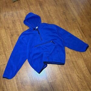 Vintage Pro Spirit Royal Blue Fleece Hoodie Quarter Zip Pullover Mens Large